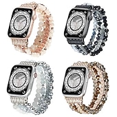 baratos Pulseiras de Apple Watch-Pulseira de joias Compatível com Pulseira Apple Watch 38mm 40mm 41mm 42mm 44mm 45mm 49mm Elástico Com Miçangas Luxo Contas pulseira de substituição para iwatch Ultra 2 Series 9 8 7 SE 6 5 4 3 2 1