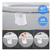 abordables Lumières de toilettes-Veilleuse de toilette pir capteur de mouvement lumières de toilette led lampe de nuit de salle de bain 16/8 couleurs éclairage de cuvette de toilette pour salle de bain salle de bain