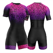 halpa Naisten triathlon-vaatteet-Naisten Triathlon Tri -puku Lyhythihainen triatlon Hopea Tumman harmaa Metsän vihreä Kuvitettu Pyörä Lycra Urheilu Kuvitettu Vaatetus