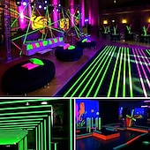 cheap Holiday Decoration-6pcs/Set UV Gaffer Fluorescent Party Tape Blacklight Reactive Glow In The Dark Tape Neon Cloth Tape Warning Stage Prop Home Decoration