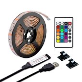 رخيصةأون أضواء شريط USB-شريط إضاءة led rgb ملون 1-4 متر 14-95 بوصة إضاءة خلفية للتلفاز بما في ذلك 24 مفتاح وحدة تحكم بالأشعة تحت الحمراء لشاشة الكمبيوتر وغرفة النوم وغرفة الألعاب والمسرح المنزلي وإضاءة جو