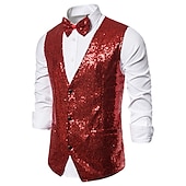 preiswerte Men&#039;s Vest-Herren Weste Hochzeit Party Party / Abend Ausgehen Strassenmode Brautkleider schlicht Frühling Herbst Tasche Polyester warm halten Schnelltrocknend Feste Farbe Einreihiger Verschluss V Ausschnitt