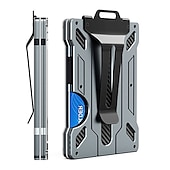 cheap Card Holders &amp; Cases-Wallet For Men - Slim Aluminum Metal Money Clip with 1 Clear window ID Badge Holder, RFID Blocking, Holds up 15 Cards with Cash Clip. Ultra-Thin Minimalist Wallet