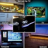 رخيصةأون أضواء شريط USB-شريط إضاءة led rgb ملون 1-4 متر 14-95 بوصة إضاءة خلفية للتلفاز بما في ذلك 24 مفتاح وحدة تحكم بالأشعة تحت الحمراء لشاشة الكمبيوتر وغرفة النوم وغرفة الألعاب والمسرح المنزلي وإضاءة جو