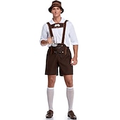 tanie Mężczyźni-Międzynarodowy Festiwal Piwa Oktoberfest Lederhosen Bawaria Niemiecki Monachium Łąki Męskie Tkanina w stylu tradycyjnym Bluzka Szorty