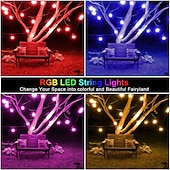 baratos Plug String Lights-Globo corda luzes 15m 15leds ao ar livre rgb mudança de cor 0.5w s14 edison lâmpadas de plástico inquebráveis ip65 à prova d'água com controle remoto adequado para quintal varanda café quintal jardim