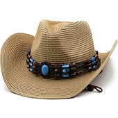cheap Hats-Women&#039;s Cowboy Hats Vintage Turquoise Band Vacation Western Hats