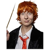 cheap Movie Character Wigs-Ron Wizard Wig Short Orange Wig Cosplay Character Carnival Wig