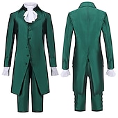 economico Outfit-set con camicia gilet trench pantaloni parrucca coloniale 2*berretti per parrucca abito vittoriano da uomo alexander hamilto retro vintage rococò 17th secolo costume cosplay halloween masquerade