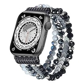 baratos Pulseiras de Apple Watch-Pulseira de joias Compatível com Pulseira Apple Watch 38mm 40mm 41mm 42mm 44mm 45mm 49mm Elástico Com Miçangas Luxo Contas pulseira de substituição para iwatch Ultra 2 Series 9 8 7 SE 6 5 4 3 2 1
