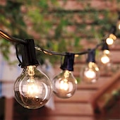 cheap Plug String Lights-Globe String Lights 15m/50FT 50LEDs G40 Outdoor Hanging Globe Patio Lights with 50 Clear Bulbs(2 Spare) UL Listed Connectable Backyard Lights for Indoor Outdoor Decor 50 Hanging Sockets E12 Base 5W Bulb Black