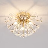 billiga Globdesign-kristallkronor koppar guld konst taklampa glas blomma konstnärlig lämplig för dekorativ belysning av sovrum garderob kök vardagsrum korridor