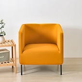 billiga Fåtöljskydd och armlöst stoltäckning-stretch fyrkantiga badkar stol vinröd slipcover sofföverdrag möbelskydd hög stretch 1 stycke soffa stolsöverdrag för vardagsrum slitstarkt spandex tyg icke glidtvättbar