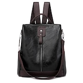 abordables Sacs à dos de Collège-Femme sac à dos faux cuir du quotidien Fermeture Etanche Couleur unie Noir Marron Vert
