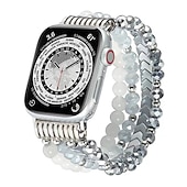 baratos Pulseiras de Apple Watch-Pulseira de joias Compatível com Pulseira Apple Watch 38mm 40mm 41mm 42mm 44mm 45mm 49mm Elástico Com Miçangas Luxo Contas pulseira de substituição para iwatch Ultra 2 Series 9 8 7 SE 6 5 4 3 2 1