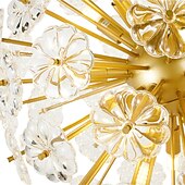 billiga Globdesign-kristallkronor koppar guld konst taklampa glas blomma konstnärlig lämplig för dekorativ belysning av sovrum garderob kök vardagsrum korridor