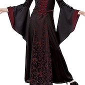 preiswerte Halloweenkostüme für Mädchen-kinderkleidung Mädchen Kleid Graphic Hexenkostüm für Kinder Langarm Party Halloween Bedruckt Basic Kostüm Baumwolle Asymmetrisch A Linie Kleid Sommer Frühling Herbst 4-12 Jahre Weiß Wein