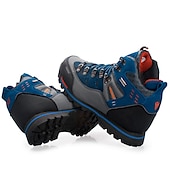 abordables Botas de montaña-Botas de senderismo impermeables para hombre con cordones rojos: calzado de exterior duradero para terrenos difíciles