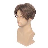 cheap Party Wigs-Short Straight Synthetic Wig Realistic Natural Side Part Wigs for Men Halloween Wigs