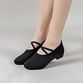 preiswerte Jazztanzschuhe-Damen Jazztanzschuhe Tanzschuhe Leistung Praxis Outdoor Absätze Starke Ferse Schwarz Kamel