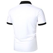 preiswerte Urlaub-Herren Hemd Lässiges Hemd Outdoor Casual Viertel Postleitzahl Kurzarm Modisch Einfach Kurve Wellen Zip Farbblock Ganzjährig Regular Fit Schwarz / Weiß Hemd