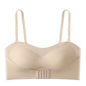 abordables Sostenes-Sujetadores sin aros para mujer, sujetadores acolchados, sujetadores ajustables sin tirantes, copa 3/4, escote en V, transpirables, push up, invisibles, color puro, cierre frontal, para citas, día de