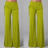 cheap Yoga Pants &amp; Bloomers-Women's Wide Leg Yoga Pants Smocked Waist Pants High Waist Dancewear Bottoms Quick Dry Violet White Black Yoga Pilates Dance Sports Activewear Micro-elastic Loose Athletic Casual Athleisure