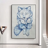 baratos Pinturas de Animais-pinturas a óleo de animais de cachorro feitos à mão mintura em tela decoração de arte de parede moderna imagem abstrata para decoração de casa rolada sem moldura pintura não esticada