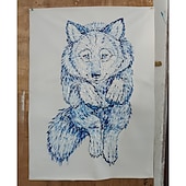 baratos Pinturas de Animais-pinturas a óleo de animais de cachorro feitos à mão mintura em tela decoração de arte de parede moderna imagem abstrata para decoração de casa rolada sem moldura pintura não esticada