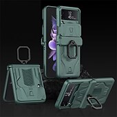 levne Pouzdra pro Samsung-telefon Carcasă Pro Samsung Galaxy Z Flip 4 Z Flip 3 Pro náročný provoz Držák na prsteny Magnetické Chránič objektivu fotoaparátu Jednobarevné PC