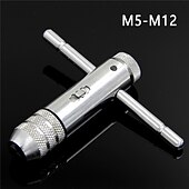 preiswerte Bohrer-Set-silber t-griff ratsche gewindebohrer halter schlüssel m5-m12 maschinengewinde metrischer stecker t-förmiger gewindebohrer