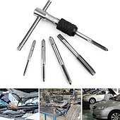 cheap Drill Bit Set-Portable 6pcs T-type Wrench Drill Set Hand Tapping Tools Machine Screw Thread Tap Twist Bit M3/M4/M5/M6/M8 Tap Set DIY Tool