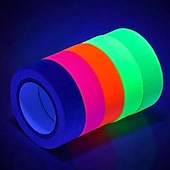 cheap Holiday Decoration-6pcs/Set UV Gaffer Fluorescent Party Tape Blacklight Reactive Glow In The Dark Tape Neon Cloth Tape Warning Stage Prop Home Decoration