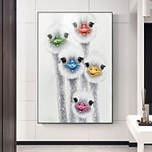 economico Quadri di animali-mintura fatto a mano struzzo aniamls pittura a olio su tela decorazione della parete di arte moderna immagine astratta per la decorazione domestica arrotolato senza cornice pittura non allungata