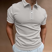 levne Pánské klasické polo-Pánské Polo na zip Golfová košile Dovolená Ležérní Čtvrtletní zip Krátký rukáv Módní Pevná barva Bez vzoru Klasika Léto Běžný Černá Bílá Námořnická modř Královská modř Bleděmodrá Polo na zip