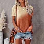 cheap Tie Dye&amp;Gradient tee-Women&#039;s T Shirt Basic T-shirt Sleeve Daily turmeric Light Green Pink Purple Grey Summer