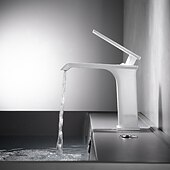 cheap Bathroom Sink Faucets-Bathroom Sink Faucet - Waterfall Electroplated / Painted Finishes Centerset Single Handle One HoleBath Taps