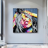 abordables Peintures portraits-Mintura main visage peinture à l&#039;huile sur toile mur art décoration moderne figure abstraite image pour la décoration intérieure roulé sans cadre non étiré peinture