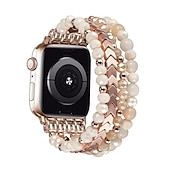 baratos Pulseiras de Apple Watch-Pulseira de joias Compatível com Pulseira Apple Watch 38mm 40mm 41mm 42mm 44mm 45mm 49mm Elástico Com Miçangas Luxo Contas pulseira de substituição para iwatch Ultra 2 Series 9 8 7 SE 6 5 4 3 2 1