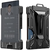 cheap Card Holders &amp; Cases-Wallet For Men - Slim Aluminum Metal Money Clip with 1 Clear window ID Badge Holder, RFID Blocking, Holds up 15 Cards with Cash Clip. Ultra-Thin Minimalist Wallet