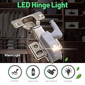 cheap Cabinet Light-10PCS LED Cabinet Light LED Inner Hinge Lamp Closet Light Battery Wireless Lamp Universal Wardrobe Cupboard Sensor Lighting
