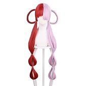 abordables Perruques d&amp;#39;anime-Uta cosplay perruque moitié rouge et violet couvre-chef tiges fille perruques une pièce femme fille anime accessoires