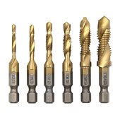 economico set di punte da trapano-6pc hss maschio composito 60mm asta di prolunga perforatrice e maschiatrice con set di utensili per maschiatura e smussatura di fori