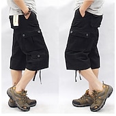 billiga Klassisk-Herr Cargo-shorts Vandringsshorts Militär Sommar Utomhus Ripstop Andningsfunktion Snabb tork Multi Pocket Capribyxor Underdelar Under knäet Amy Green Svart Bomull Klättring Camping / vandring