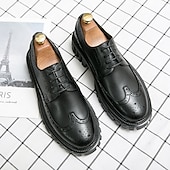 levne Formální-pánská robustní podrážka hnědé boty z umělé kůže – stylový vintage oxford design s odolným běhounem pro běžné i formální nošení