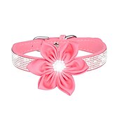 baratos Coleiras, Trelas e Peitorais para Cães-coleira de cachorro de strass coleira de cachorro rotulação placa de identificação coleira de cachorro anti-perdida flor removível cachecol de gato