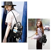 ieftine Genți de cărți-posetă rucsac pentru femei genți de umăr din piele de capacitate mare mini rucsac drăguț pentru fete, negru, cadou înapoi la școală