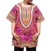 billiga afrocentriskt mode-Herr Moderna afrikanska kläder Plusstorlek Afrikanskt tryck Dashiki Maskerad Vuxen Topp Fest