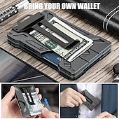 cheap Card Holders &amp; Cases-Wallet For Men - Slim Aluminum Metal Money Clip with 1 Clear window ID Badge Holder, RFID Blocking, Holds up 15 Cards with Cash Clip. Ultra-Thin Minimalist Wallet