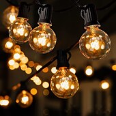 abordables Enchufe eléctrico-3m g40 luces de cadena de globo luces de patio colgantes al aire libre con 10 bombillas transparentes luces de patio conectables para decoración interior al aire libre 10 enchufes colgantes e12 base